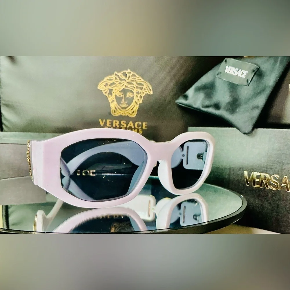 Versace Medusa White Tinted Lens Sunglasses Authentic